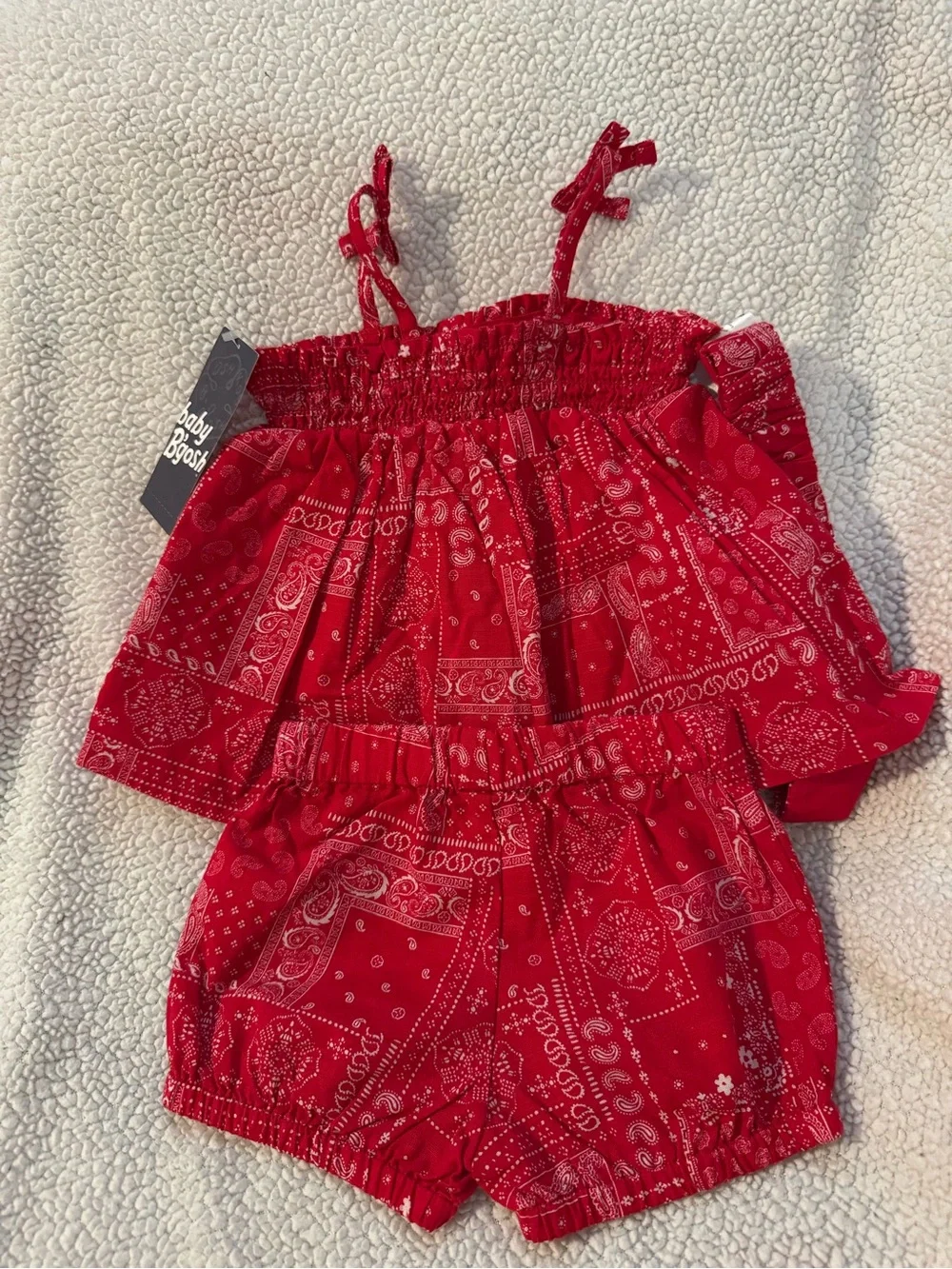 OshKosh B'gosh Red Bandana-Print Baby Bib 3 Piece Set B19 NWT